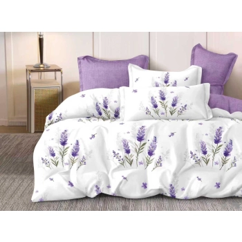 Pościel 200x220 bawełna – Lawenda elegancka pościel premium PK787 z prześcieradłem